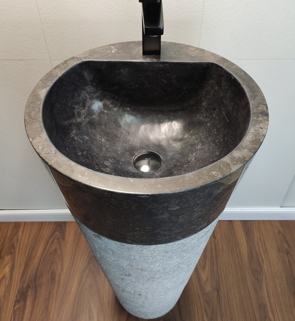 Раковина напольная из мрамора Grey/Black ON-61350 (45*45*90)