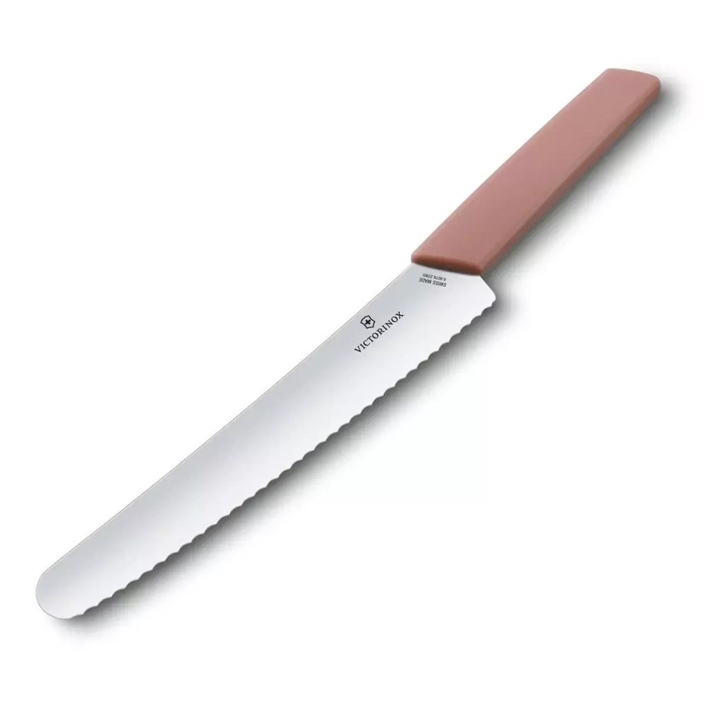 Victorinox - Нож Swiss Modern 22см, зубчатый, розовый / артикул   6.9076.22W5B  / GTIN 7611160092434