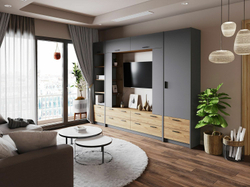 Гостиная Оттавия 1 Антрацит/Дуб золотой