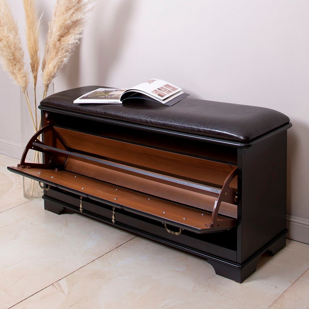 Банкетка Пандора 4 с обувницей Орех Оберджин Шоколад