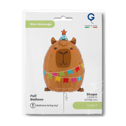 Шар (23''/58 см) Фигура, Капибара на вечеринке, 1 шт. в уп.