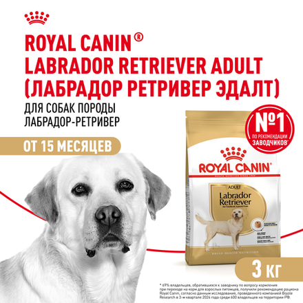 Royal Canin Labrador Retriever Лабрадор Ретривер Эдалт Корм сухой для взрослых собак породы Лабрадор Ретривер в возрасте от 15 месяцев 3кг
