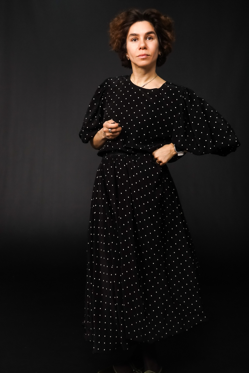 Блузка с рукавами-фонариками, "Конфетти"