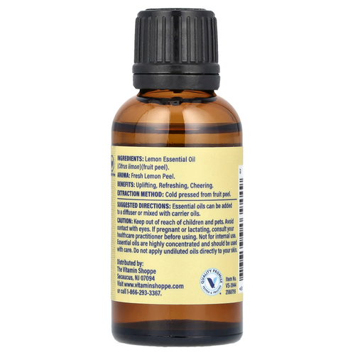 The Vitamin Shoppe, 100% чистое эфирное масло лимона, 30 мл (1 жидк. унц.)