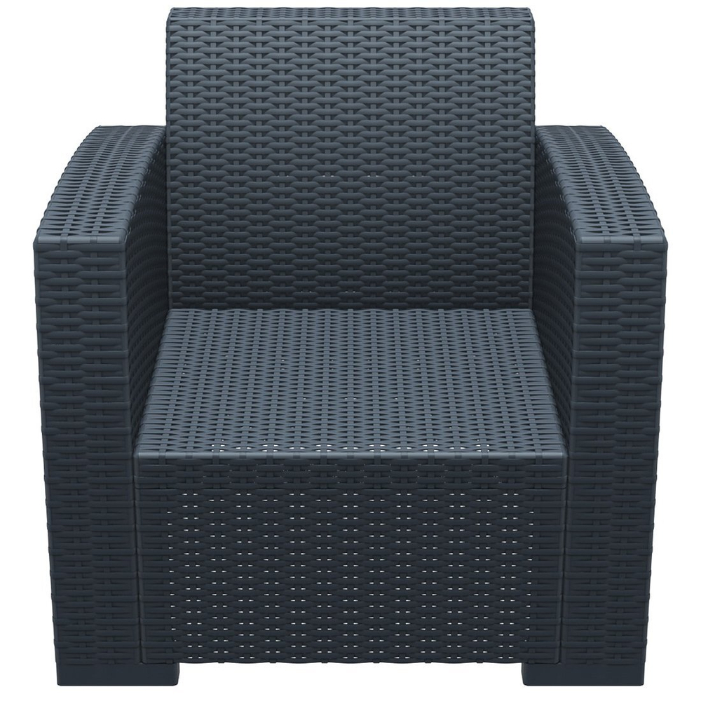 Кресло пластиковое плетеное с подушками Siesta Contract Monaco Lounge, антрацит