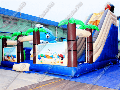 Коммерческий надувной батут "Акула и пираты"