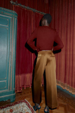 ZARA АТЛАСНЫЕ ШИРОКИЕ БРЮКИ, КАРАМЕЛЬНЫЙ