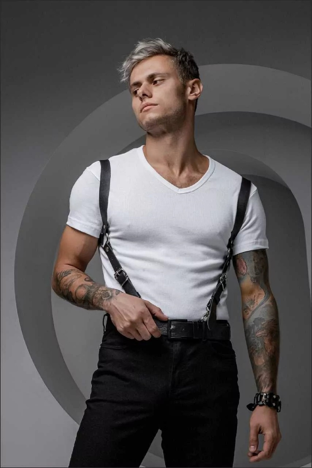 Портупея мужская Ra Style кожа черный S/M