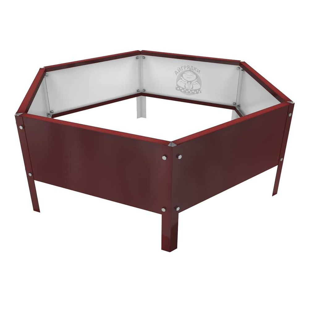 Клумба многоугольная оцинкованная с ножками 1 ярус RAL 3011 Красно-коричневый