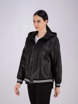 Куртка женская из натуральной кожи с капюшоном Турция