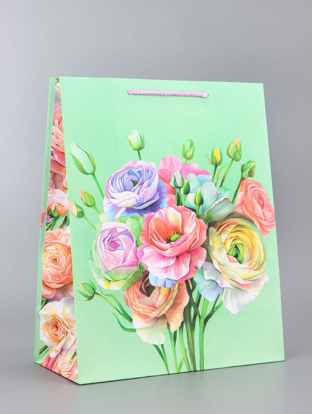 Пакет подарочный ламинированный вертикальный «Цветочный вальс», 26×12×32 см, 10961843, Китай