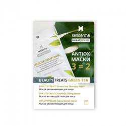 Sesderma Набор Тканевых Масок BEAUTY TREATS Green Tea - Aqua Boost Mask, Маска увлажняющая для лица, 1 шт + Green Tea Therapy Mask, Маска увлажняющая для лица, 1 шт + Wrinkle Lifting Mask, Маска антивозрастная для лица, 1 шт