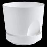 Кашпо для цветов пластиковое 0,8л d-12 см «Тренд» с поддоном Белый
