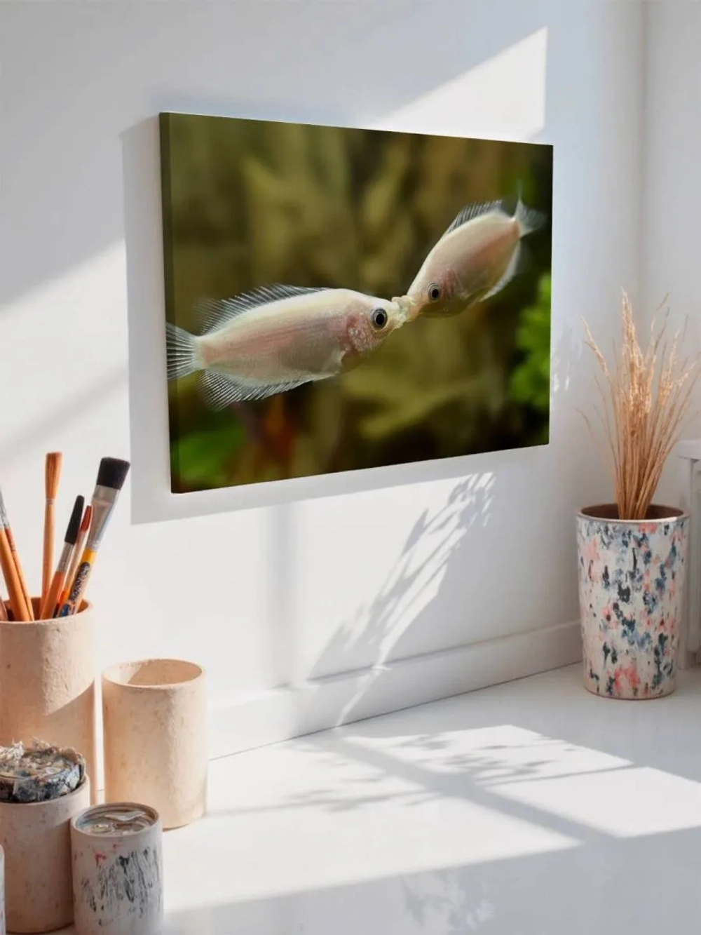 Картина на стену 40 X 50 Рыбы поцелуй