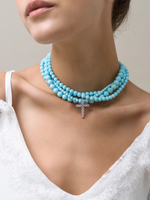 Колье "Pink Cross Blue" с турквенитом