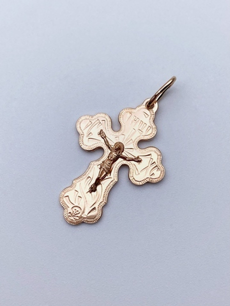 Крест из серебра/Позолота/С подвижным ухом/С алмазной огранкой