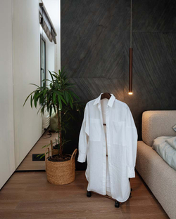 Длинная рубашка из вареного хлопка Белая