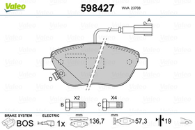 VALEO - 598427-VAL - Brake Pad Set, disc brake