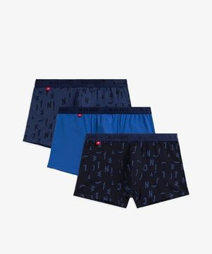 Трусы мужские боксеры (3шт), Atlantic 3MH-182, темно-голубой + голубой + темно-синий