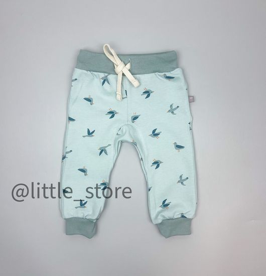 Брюки "Облака" из футера с начесом, Светло-голубые