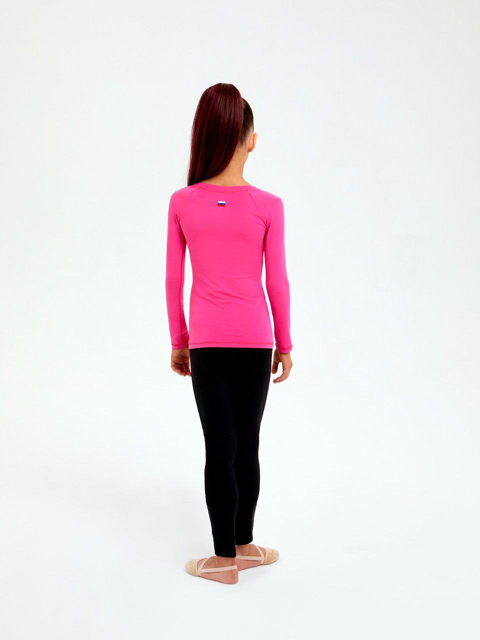 B14112V-FF232 Футболка с длинным рукавом спортивного назначения для занятий гимнастикой для девочек (розовый) фото 2