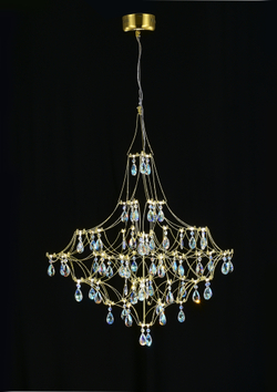 Подвесная люстра светодиодная с пультом и хрустальными подвесками K9 MyFar Allegria MR2642-66P-50СD