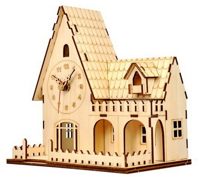 Часы конструктор "Домик с палисадником" Декор для дома, подарок
