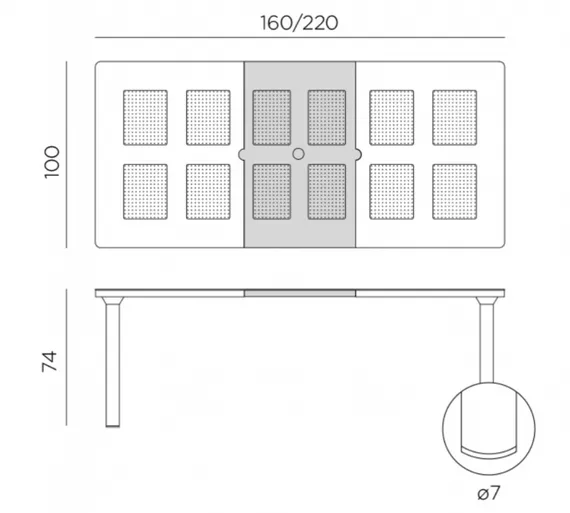 Стол уличный раздвижной Libeccio 160-220х100 см, тортора