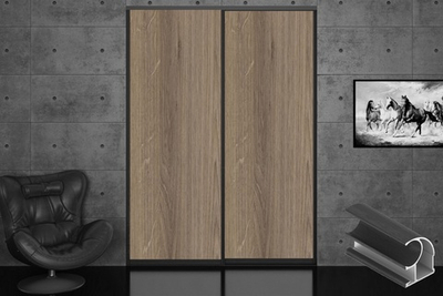 Дверь-купе 2850*600(700,800,900) мм, черный велюр, Дуб Денвер трюфель EGGER