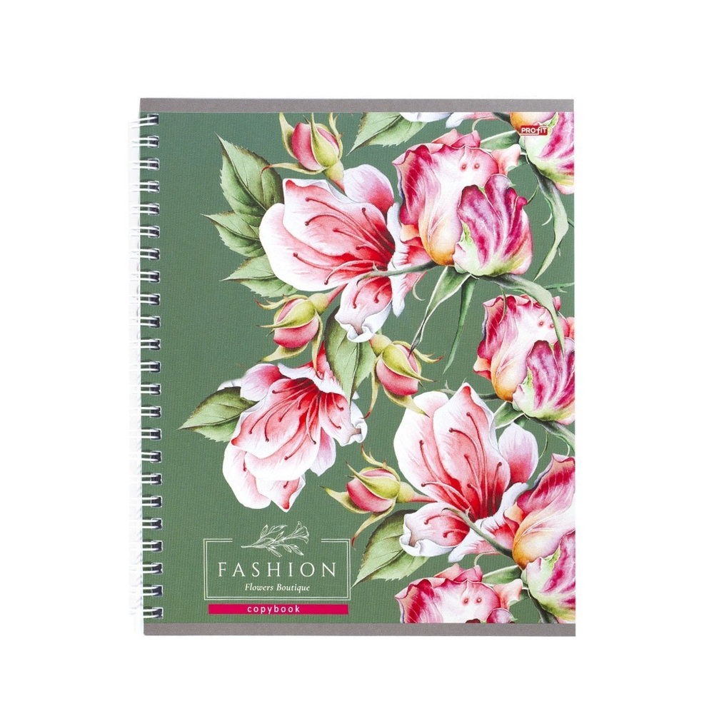 Тетрадь 80л., А5, клетка, Проф-Пресс, "Цветы-6" гребень, мелованная обложка