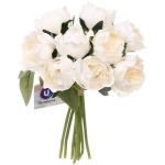 Цветы искусственные «Нежная роза» букет 9шт 27 голов 23см белые