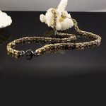 Стильная брутальная мощная толстая цепь 56 см 8х8 мм из нержавеющей ювелирной стали золотистая с серебристым плетением плоский лисий хвост STEEL RAGE MH-001