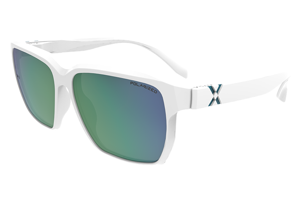 Спортивные очки HILX Rebel Shiny Solid White / Green Mirror Polarized Lens