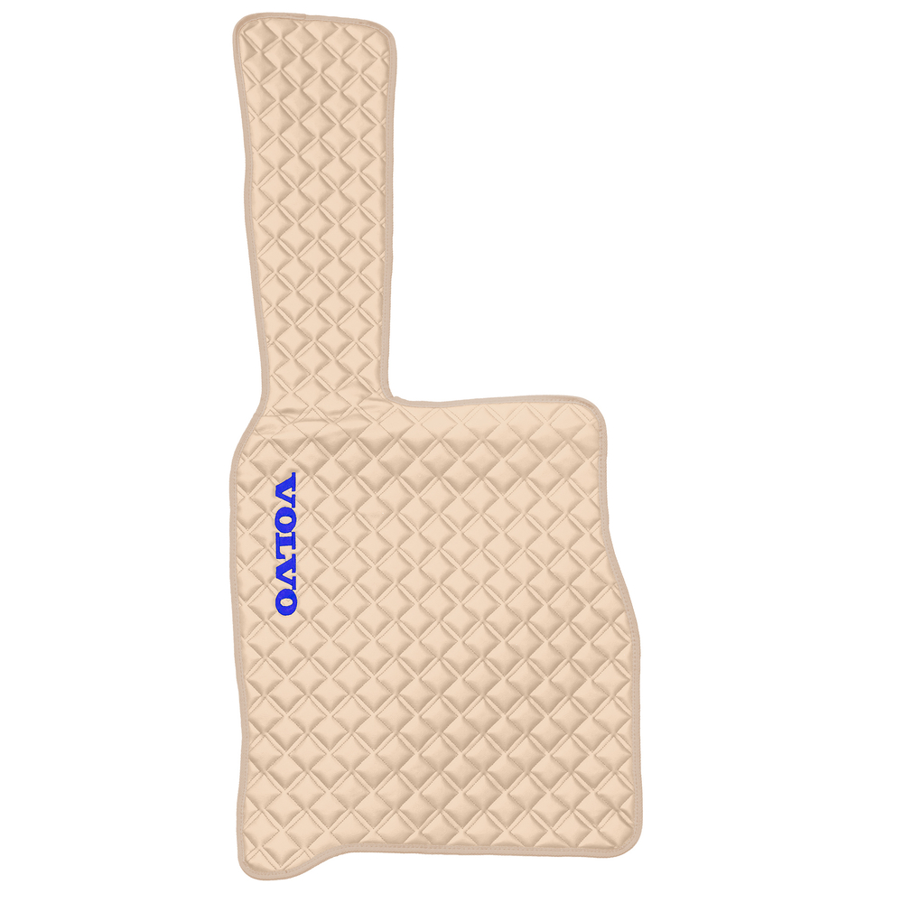 Ковры VOLVO FM до 2008 года (экокожа, бежевый, бежевый кант, синяя вышивка)