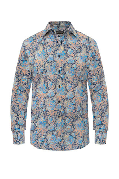 Рубашка тёмно-синяя с принтом пейсли «Калейдоскоп»