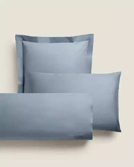 ZARA HOME (200 НИТЕЙ) НАВОЛОЧКА ИЗ ПЕРКАЛЯ, СИНИЙ