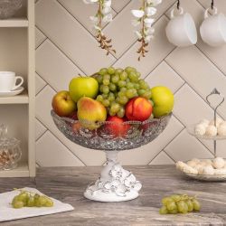 Фруктовница-конфетница Орхидея Лелия со стеклянной чашей 7373 Серебро