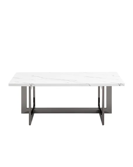 Журнальный столик Newton 122х61 см, белый мрамор, темный хром