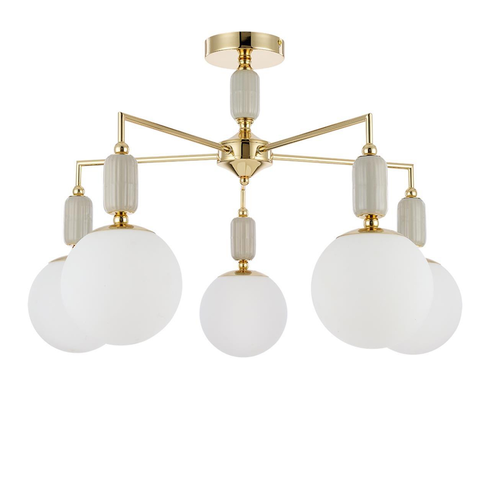 6580/5C CLASSI LN25 53 французское золото, серый/белый металл, керамика/стекло Люстра потолочная E14 5*40W 220V VIVIEN