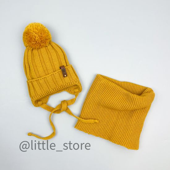 Шапка демисезонная, со снудом "Дино" горчица