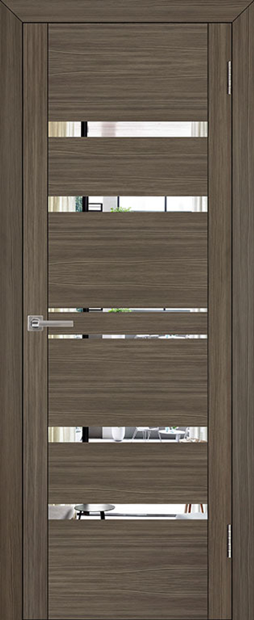 ДВЕРЬ МЕЖКОМНАТНАЯ ЗЕРКАЛО-27 ВЕЛЮР ГРАФИТ В КОМПЛЕКТЕ