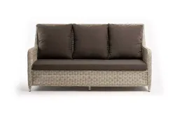 "Гляссе" диван трехместный из искусственного ротанга, цвет бежевый