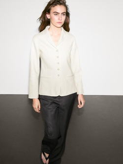 Massimo Dutti Блейзер из тонкой смесовой шерсти, натуральный, кремовый