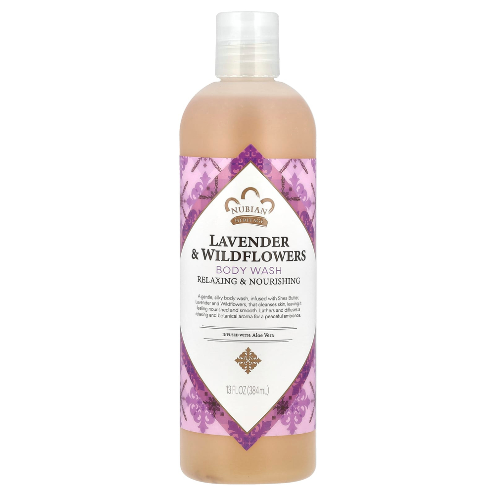 Nubian Heritage, Гель для душа, лаванда и дикие цветы, 13 жидких унций (384 мл)