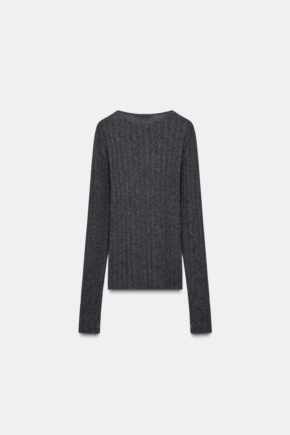 ZARA МЯГКАЯ ФУТБОЛКА В РУБЧИК, СЕРЫЙ МЕЛАНЖ