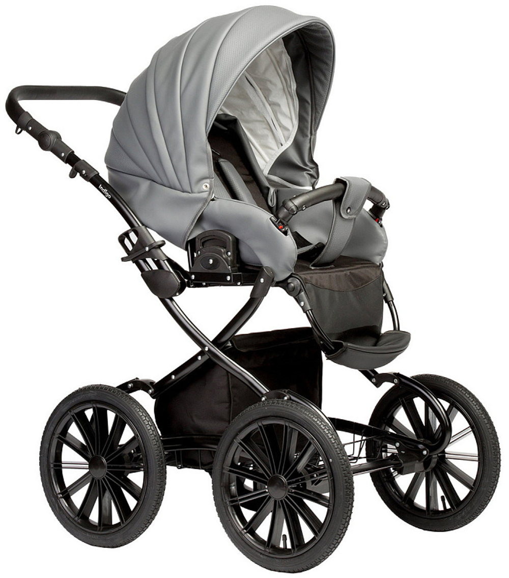 Детская коляска Indigo Special Plus 3 в 1 с автокреслом Avionaut Cosmo Is09 т.серая кожа