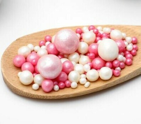 Шарики кранч бело-розовый микс 100 гр.