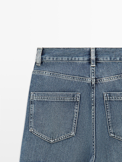 Massimo Dutti Джинсы с высокой талией и широкими штанинами, средне-синий