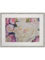 Картина авторская акварельная в паспарту 40х50 см на стену для интерьера "Белый пион"