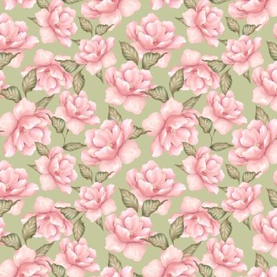 Нежные розовые цветы на зеленом